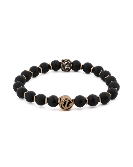 Ebru Jewelry Black Onyx Stone Holy Spirit Anchor Bracelet for men