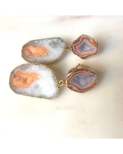 Magpie Rose Blue Double Nectarine Drop Earrings