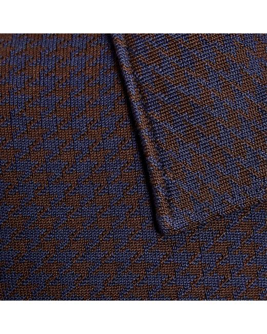 SEREN LONDON Blue Houndstooth Knitted Jacket for men