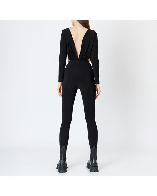 LIA ARAM Black V-Neck Jumpsuit With Gathered Detailing
