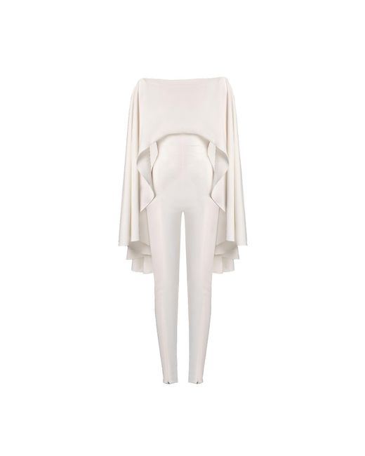 Sanctumum White Oleon Cape Jumpsuit