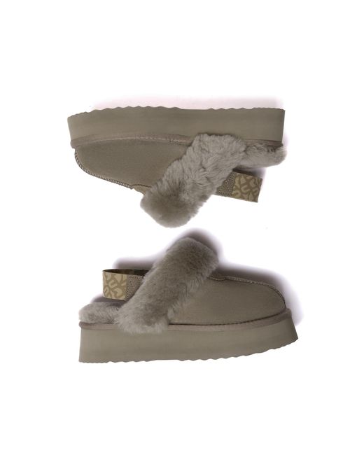 EverAu Australia Brown Wagtail Removable Strap Platform Slippers
