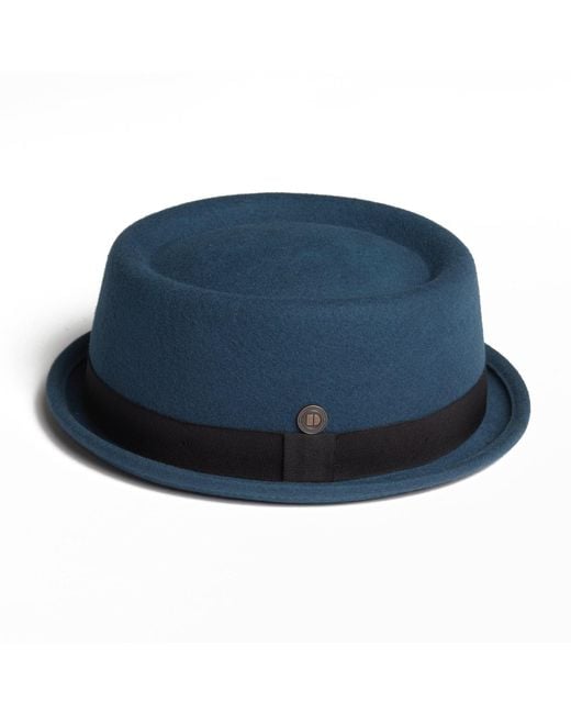 Dasmarca Hats Blue Jack Felt Skimpy Brim Short Brim Rude Boy Mod Style Porkpie Hat for men