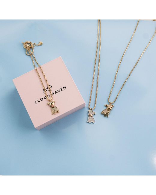 Cloud Haven Metallic Mini Cz Smiling Pittie Pendant Necklace