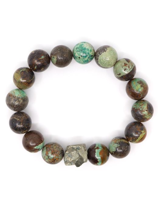 Shar Oke Metallic Turquoise & Raw Pyrite Beaded Bracelet for men