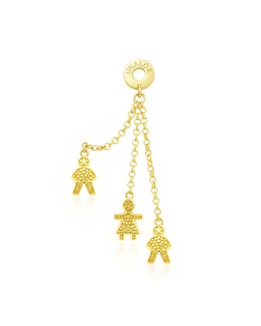 Unaloe Metallic Plated Boy And Girl Charm Earrings – Textured Designer Jewelry For
