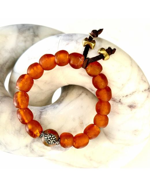 Persia Dona Jewelry Orange Amber Glass Bracelet