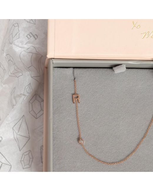 Maya Brenner Metallic Monogram Necklace With Diamond - Rose Gold - 16" |