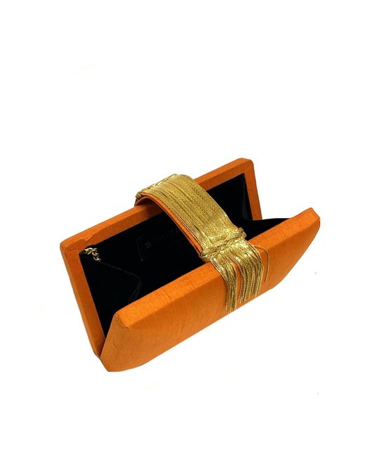 Simitri Orange Spice Fringe Clutch