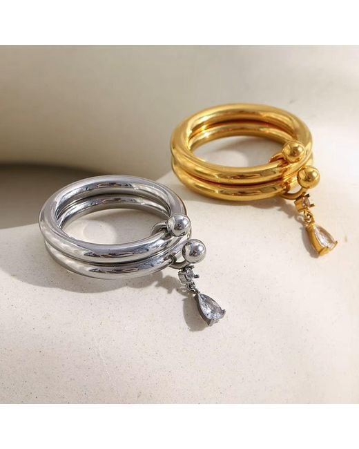Olivia Le Metallic Stacked Jewel Ring