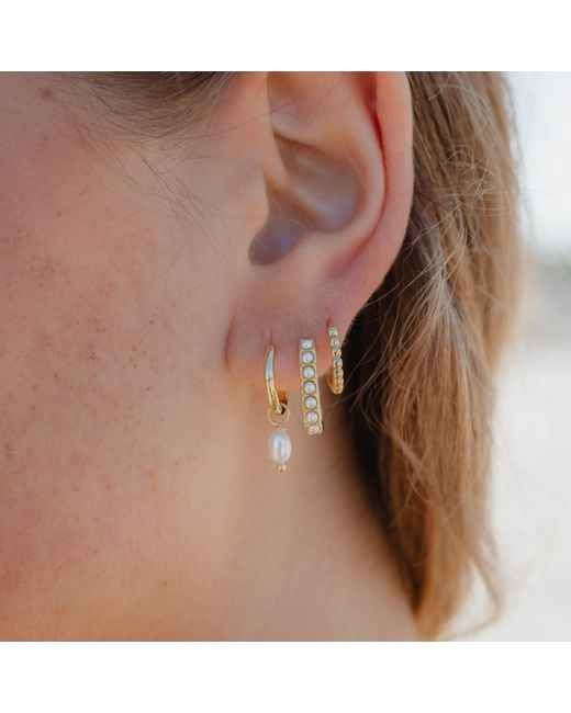 Nazzar Metallic Beaded Huggie Hoop Earrings