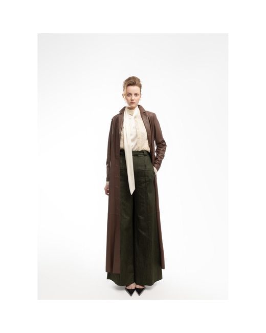 Julia Allert Brown Long Button-Up Eco-Leather Trench