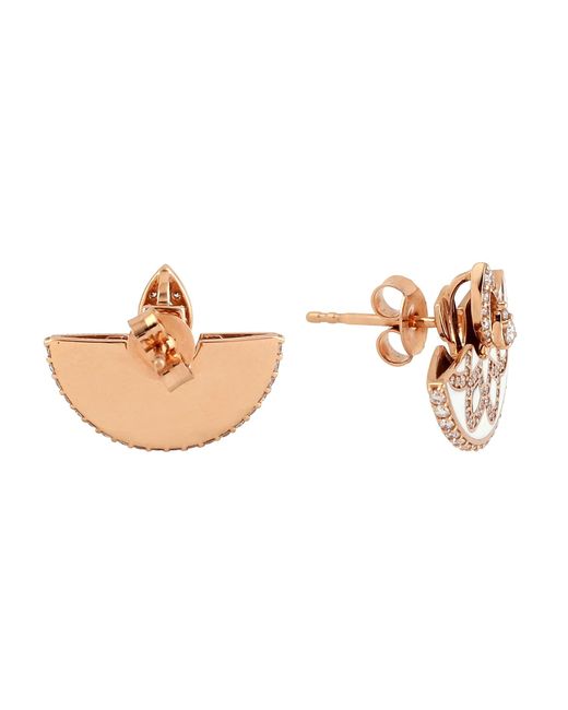 Artisan Metallic Enamel Diamond Fan Stud Earrings