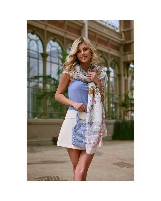 Saachi Metallic Tropical Vacation Print Scarf