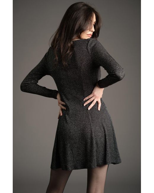 Little Lies Black Neutrals Sweet Jane Gunmetal Shimmer Mini Dress