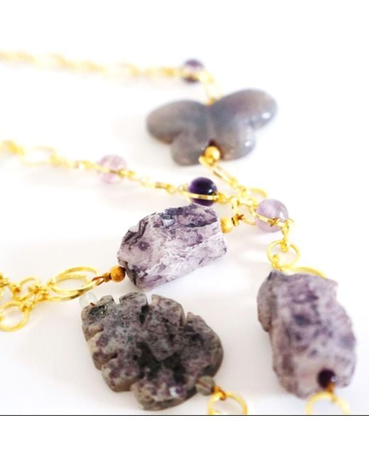 Way to Chic Metallic One Of A Kind Amethyst & Agate Chain Necklace