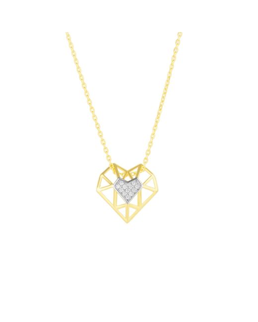 Spero London Metallic Geometric Heart Necklace Sterling