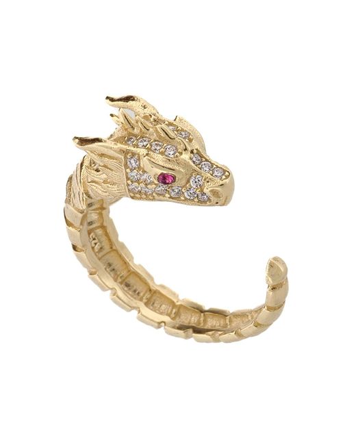 Ebru Jewelry Metallic Ruby Eyed Guardian Dragon Design Ring