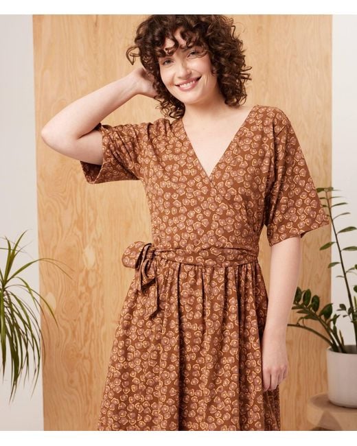 Known Supply Brown Faux Wrap Dress