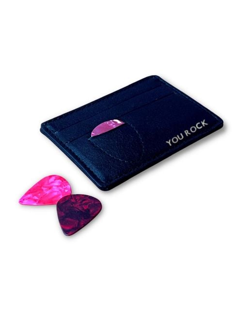 VIDA VIDA Blue Guitar Plectrum Leather Card Holder for men