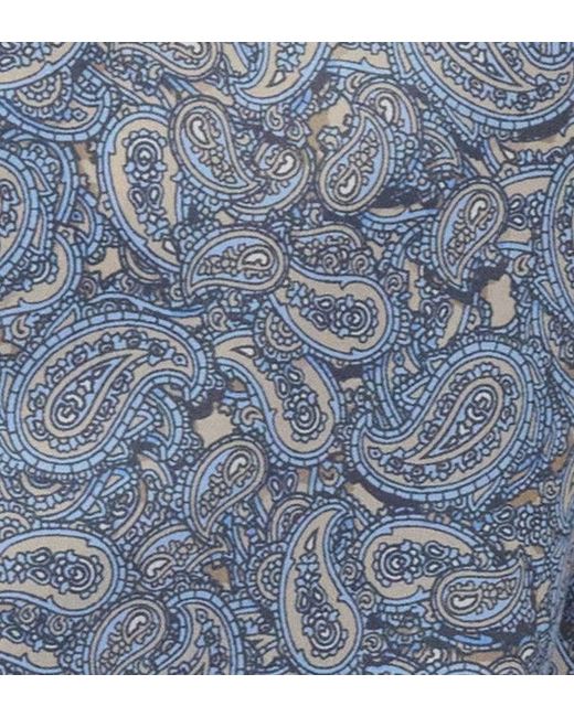 Lords of Harlech Blue Neutrals Tim Paisley Pile Natural Printed Button Up Shirt for men
