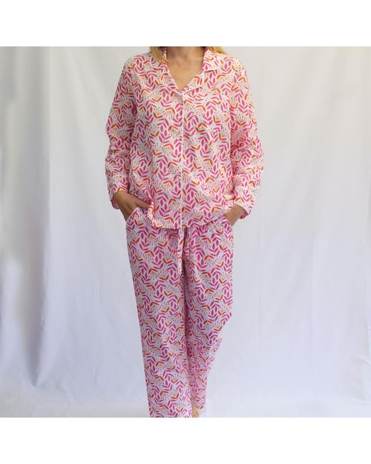 Lime Tree Design Pink And Leaf & Bud Pyjamas