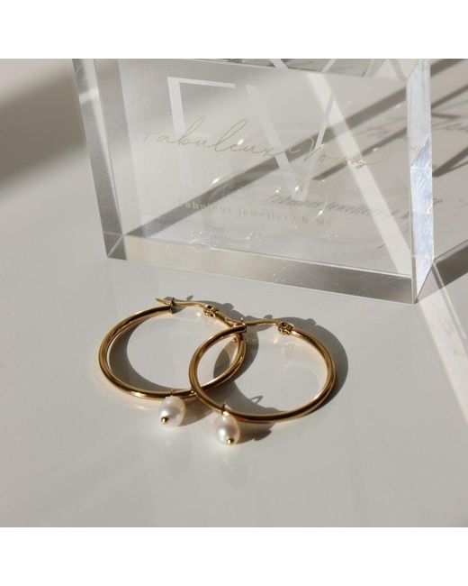 FV Jewellery Metallic Steel Me Round Hoop & Pearl Earrings
