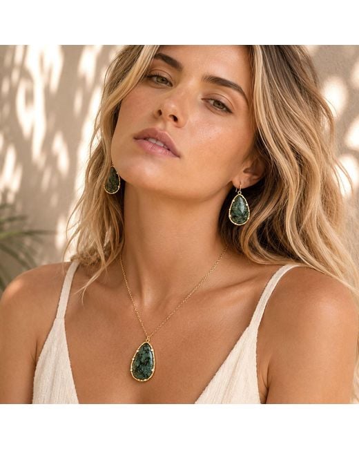 Rare Matters Jewelry Green African Teardrop Jewelry Set