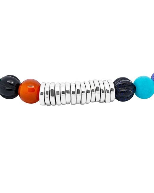 Tateossian Blue Classic Discs Beaded Bracelet for men