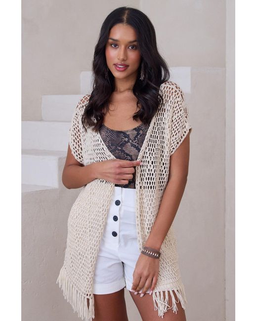 Saachi Natural Moondial Crochet Kimono