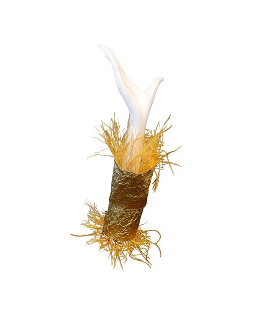 Romer Millinery Yellow Morphy Moldable Cold Cuff Silk With Feather Detail