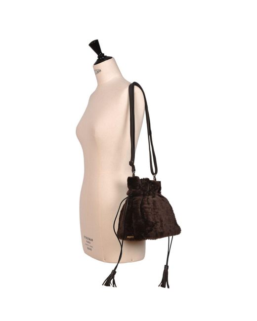 Owen Barry Black Sheepskin Crossbody Bag Chocolate