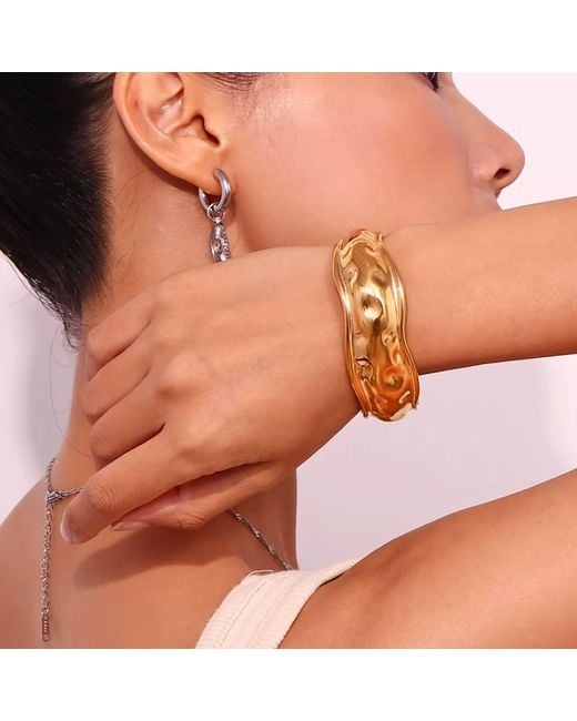 Olivia Le Metallic Jordana Hammered Wide Open Cuff Bracelet