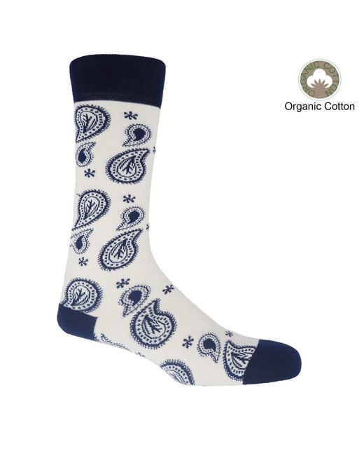 Peper Harow - Made in England Blue Vertex & Paisley Socks – Bundle for men