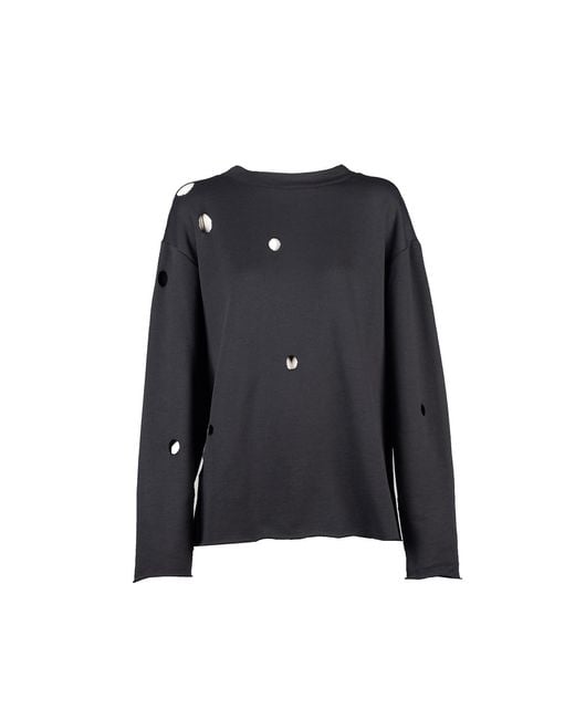 Una Berzina Black Grunge-Style Sweatshirt With Holes