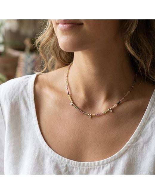 Kate Koel Metallic Watermelon Tourmaline Beaded Necklace