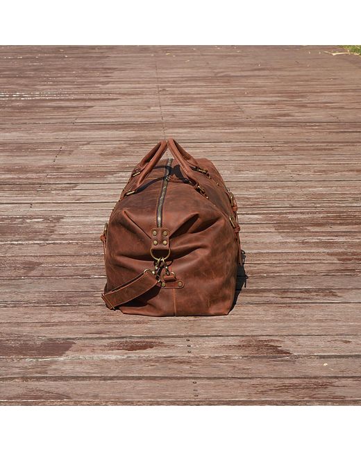 Touri Brown Zip Detail Genuine Leather Holdall