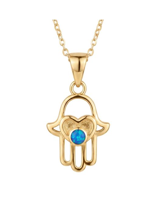Latelita London Metallic Love My Hamsa Hand Opal Pendant Necklace