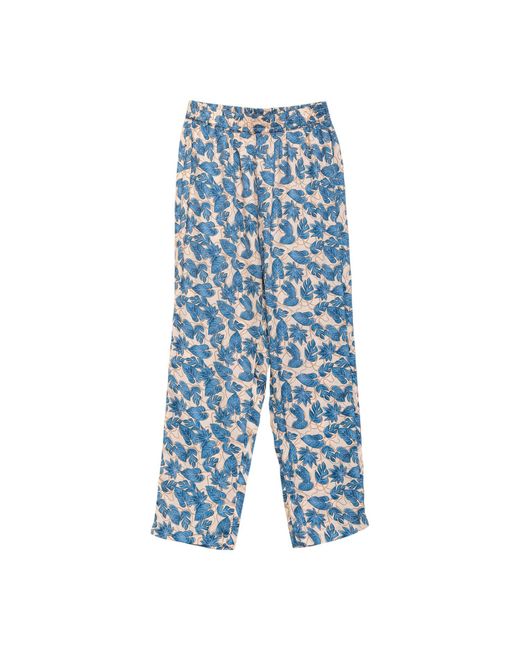 Niza Blue Neutrals Maikan Pants With Elastic Waist And Pockets