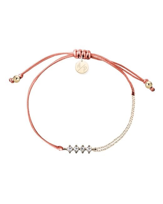Adriana Pappas Designs Metallic Cz Crystal Bar Bracelet On Colored Cord