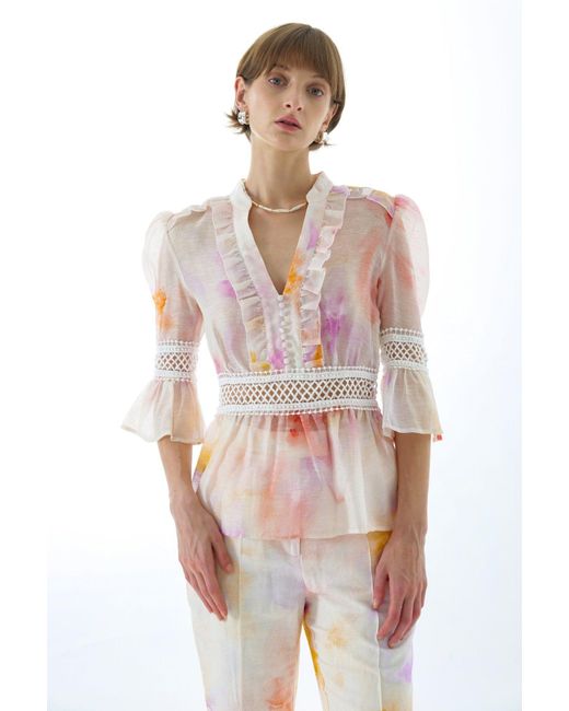 We Are Kindred Pink Josephine Silk Peplum Blouse