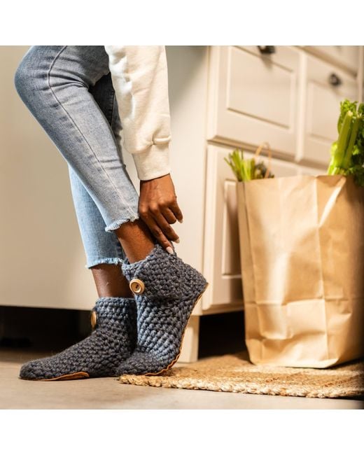 Kingdom of Wow Blue Comfortable Wool Boot Slippers For