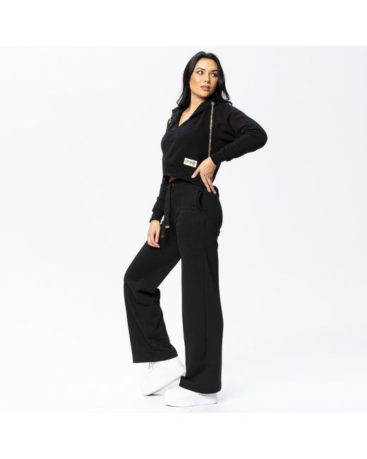 Otthie Black Wide-Leg Cosy Knitted Trousers