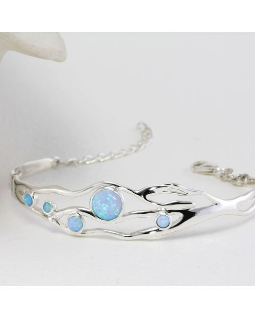 Isla Silver Blue Handmade Fire Opal Bracelet