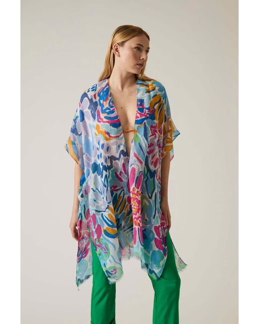 James Lakeland Blue Floral Fantasy Kaftan