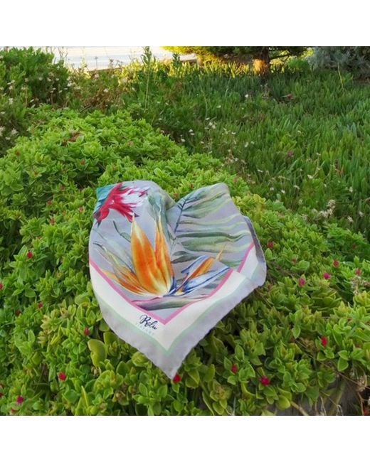 Ralufineart Green Silk Scarf Blossoming Beauty