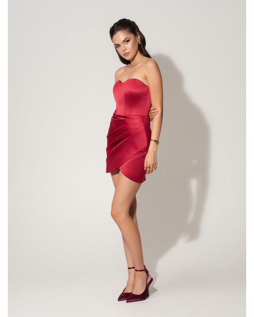 Tia Dorraine Red A Touch Of Glamour Satin Mini Dress
