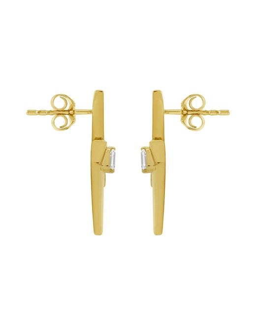 Artisan Metallic 14K Emerald Cut Diamond Lightning Bolt Earrings