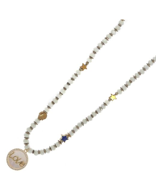 Ebru Jewelry Metallic Infinite Light Of Love Beaded Symbol Necklace