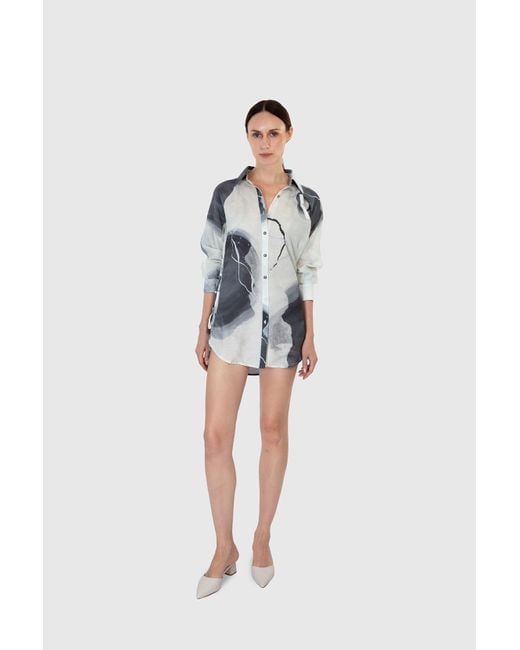 Shinaraa Gray Extra Long Button Down Shirt